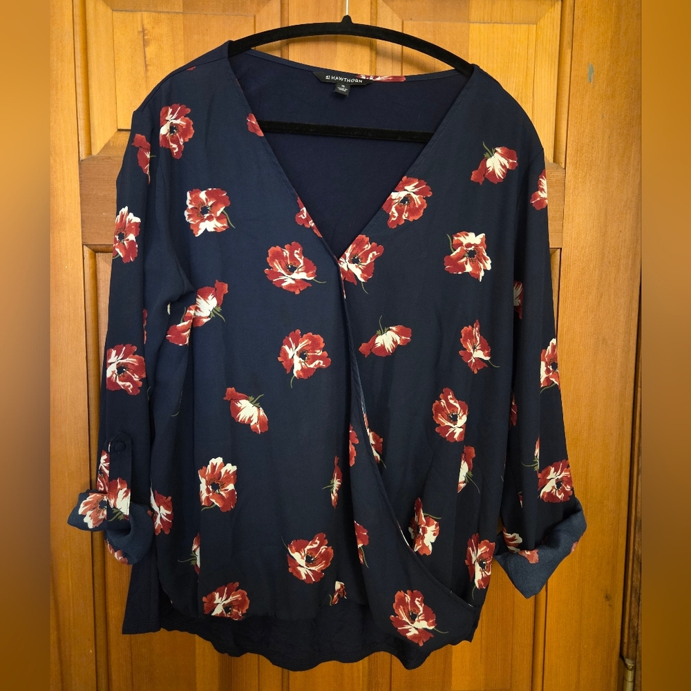 Hawthorn Navy and Red Floral Blouse